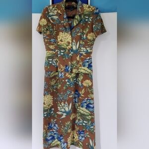 Two Piece Button Jacket and Floral Short Sleeve Zipper Dress Positive Attitude